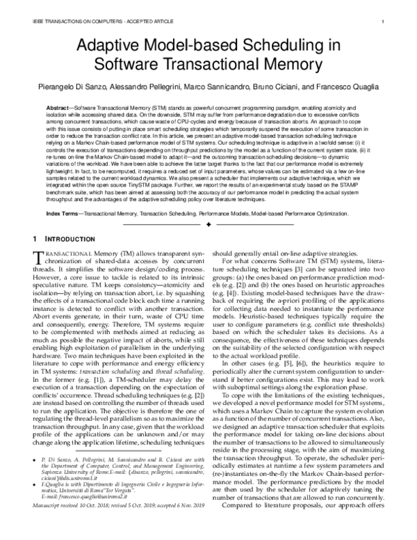 (PDF) Adaptive Model-based Scheduling in Software Transactional Memory