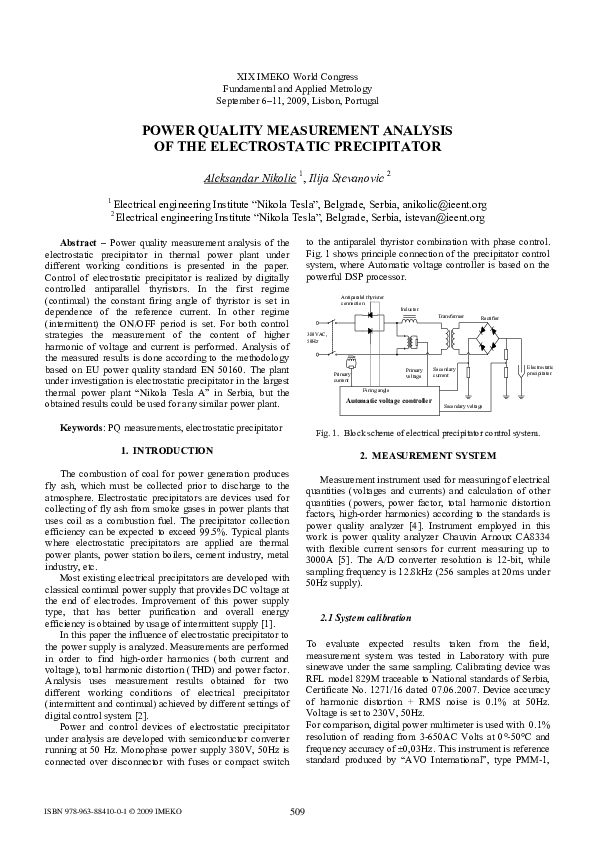 (PDF) Power Quality Measurement Analysis of the Electrostatic