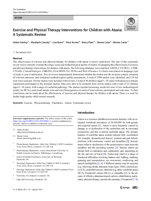 (PDF) Exercise and Physical Therapy Interventions for Children with ...