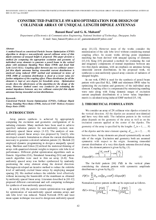 (PDF) Constricted Particle Swarm Optimization for Design of Collinear ...