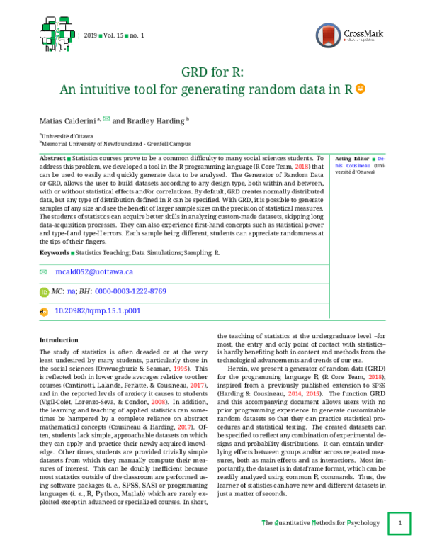 (PDF) GRD for R: An intuitive tool for generating random data in R
