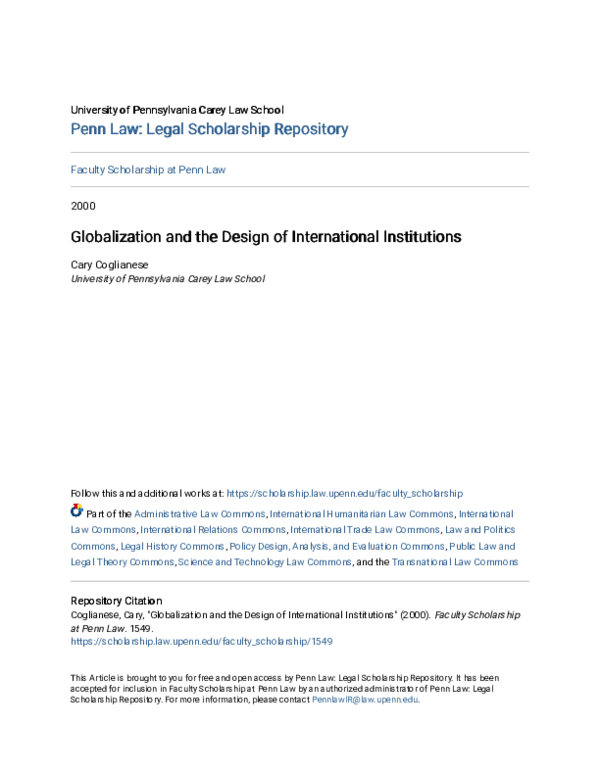 (PDF) Globalization and the Design of International Institutions