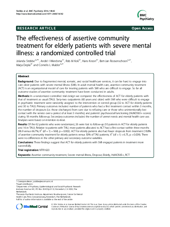 (PDF) The effectiveness of assertive community treatment for elderly ...