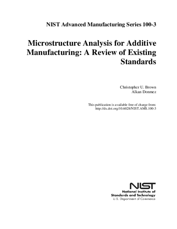 (PDF) Microstructure Analysis for Additive Manufacturing: A Review of ...