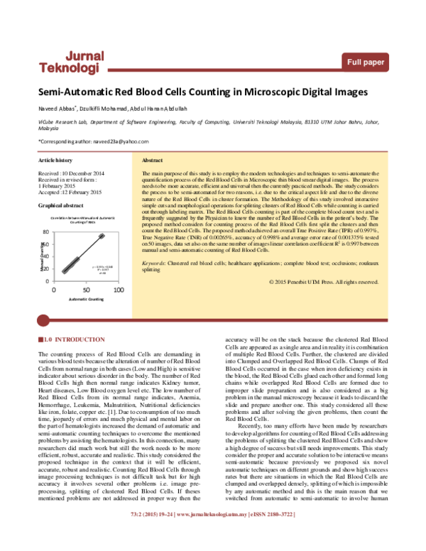 (PDF) Semi-Automatic Red Blood Cells Counting in Microscopic Digital Images