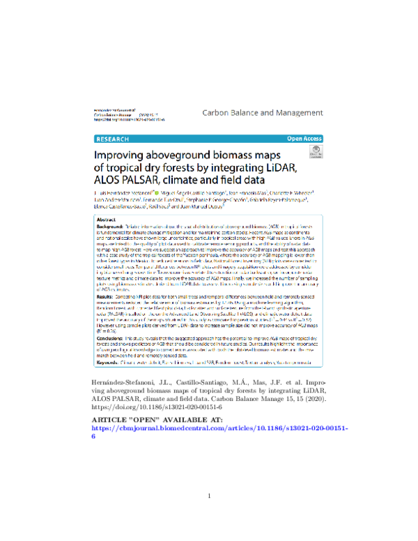 (PDF) Improving aboveground biomass maps of tropical dry forests by ...
