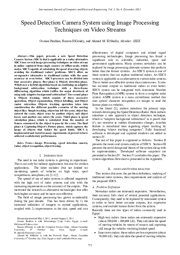 (PDF) Speed Detection Camera System using Image Processing Techniques ...