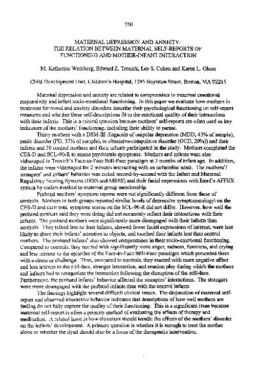 (PDF) Maternal depression and anxiety: The relation between maternal ...