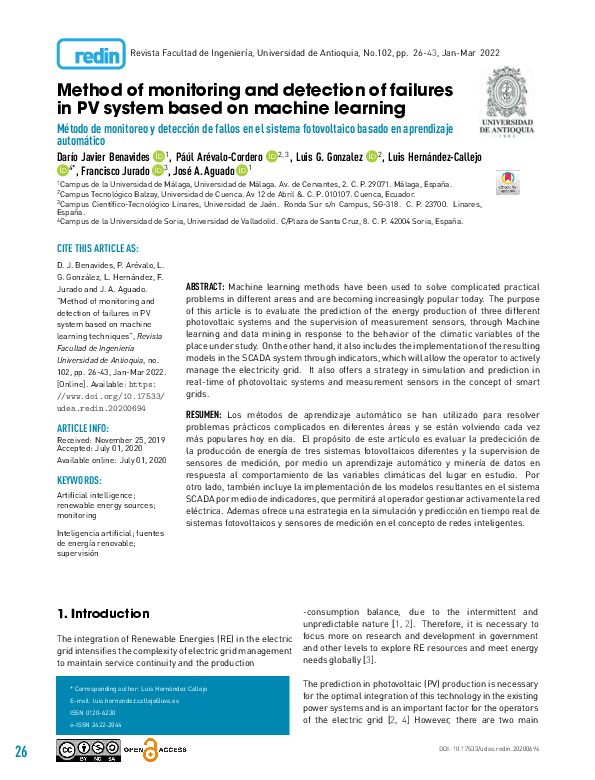 (PDF) Method of monitoring and detection of failures in PV system based ...