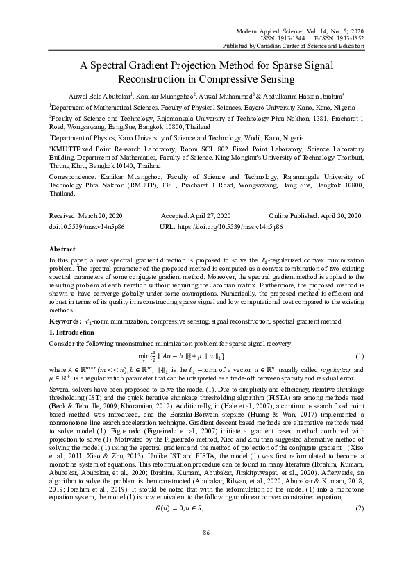 (PDF) A Spectral Gradient Projection Method for Sparse Signal ...