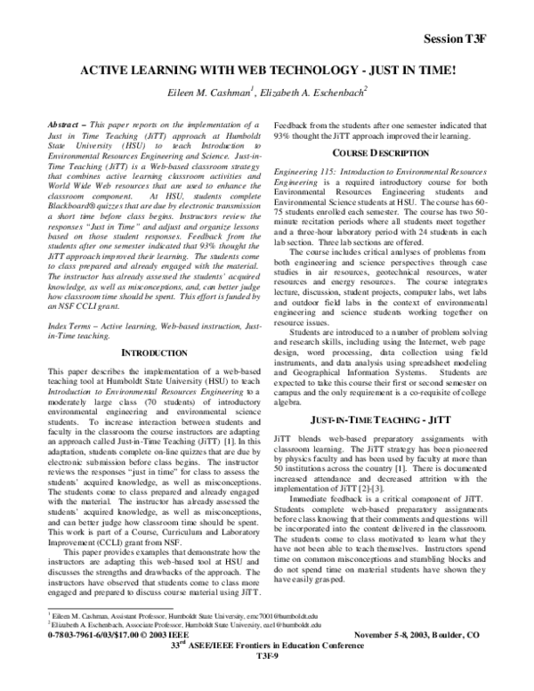 (PDF) Active learning with Web technology - just in time