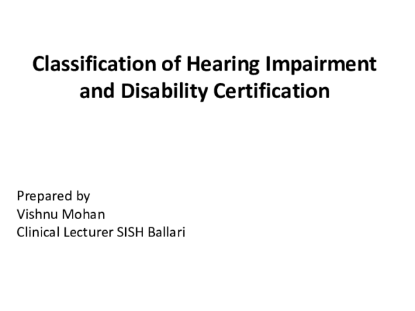 (PDF) Classification of Hearing Impairment and Disability Certification ...
