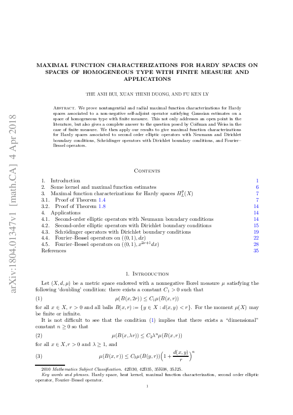 (PDF) Maximal function characterizations for Hardy spaces on spaces of ...