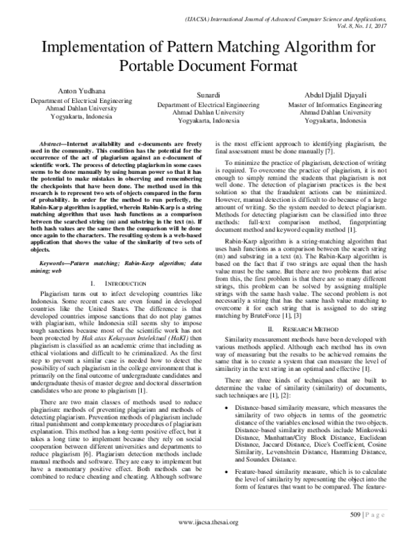 (PDF) Implementation of Pattern Matching Algorithm for Portable ...