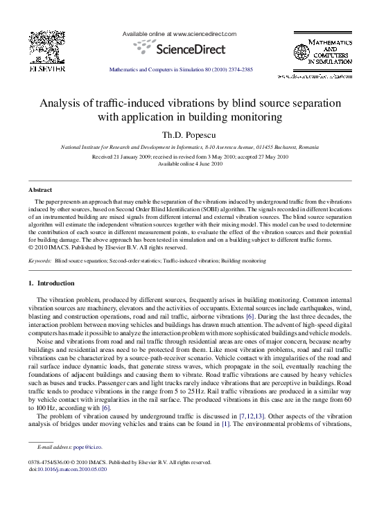 (PDF) Analysis of traffic-induced vibrations by blind source separation ...