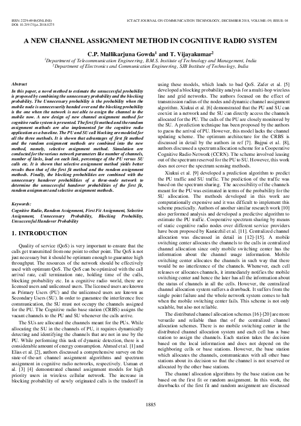 (PDF) A New Channel Assignment Method in Cognitive Radio System