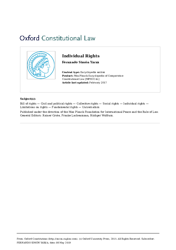 (PDF) Individual Rights (Max Planck Encyclopedia of Comparative ...