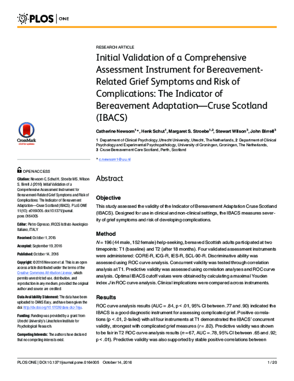 (PDF) Initial Validation of a Comprehensive Assessment Instrument for ...