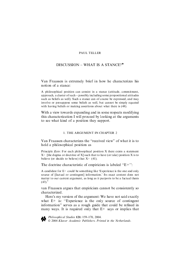 (PDF) Discussion what is a stance?