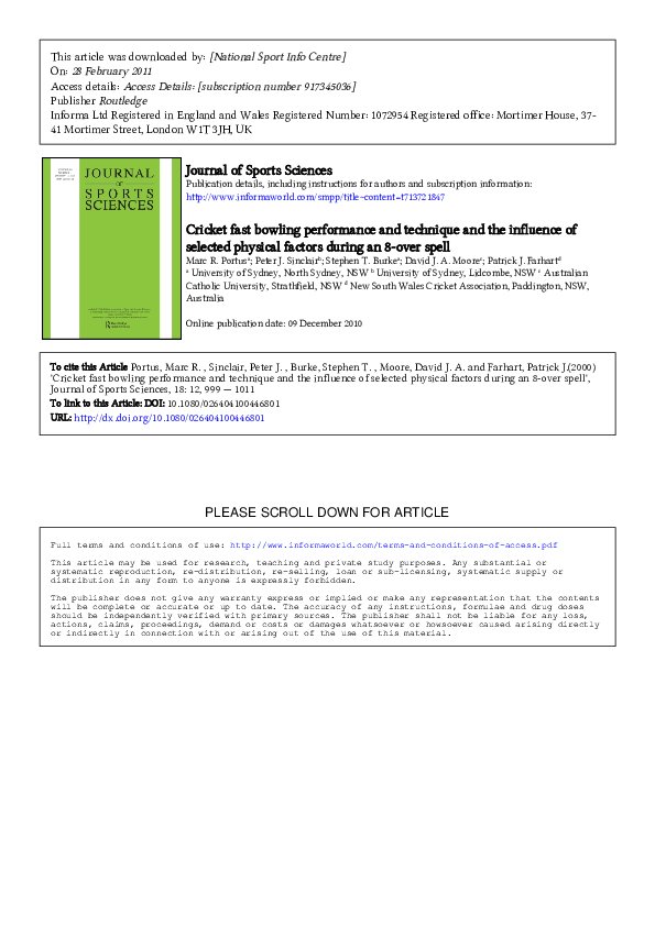 (PDF) Cricket fast bowling performance and technique and the influence ...