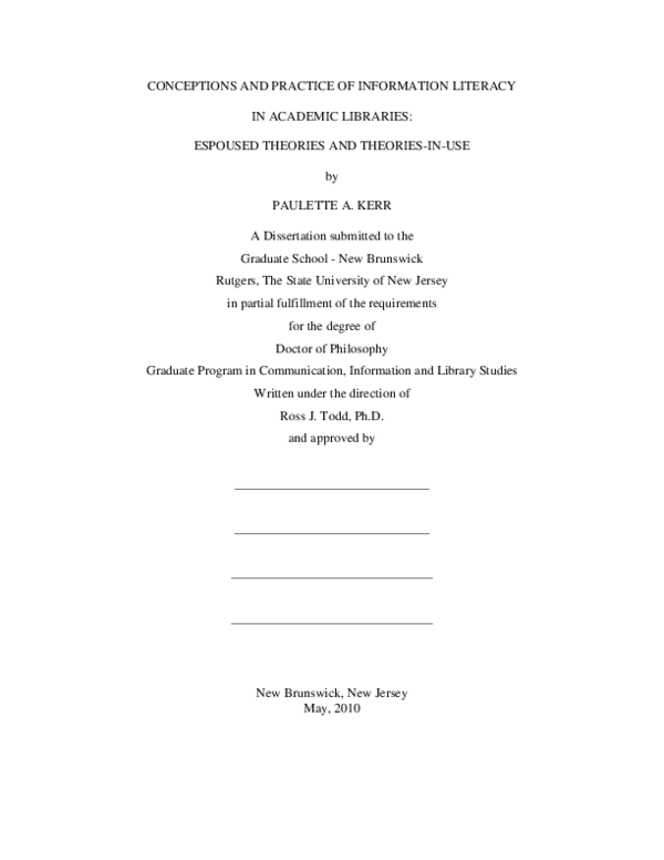 (PDF) Conceptions and practice of information literacy in academic ...