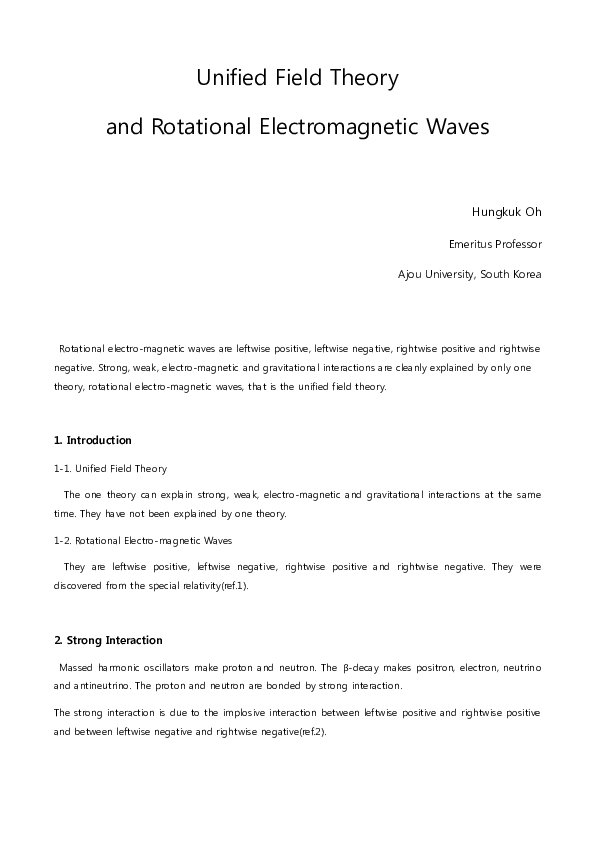 (PDF) Unified Field Theory and Rotational Electromagnetic Fields