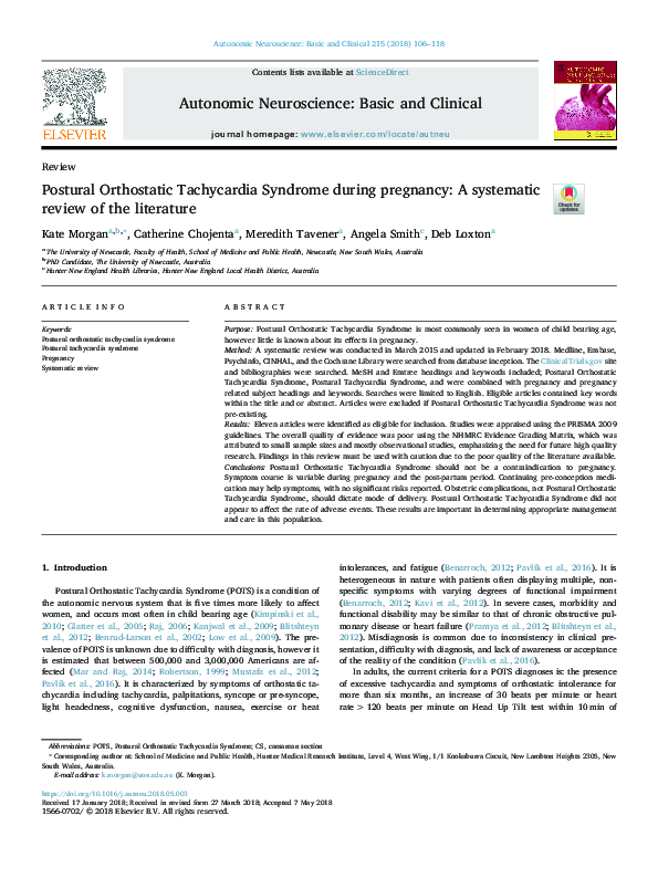 (PDF) Postural Orthostatic Tachycardia Syndrome during pregnancy A