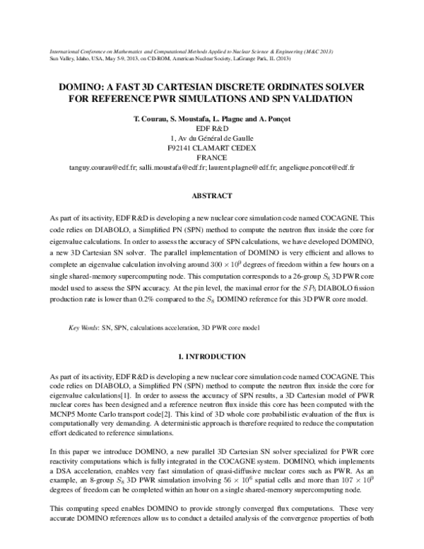 (PDF) Domino: A Fast 3D Cartesian Discrete Ordinates Solver for ...