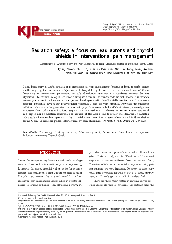 (PDF) Radiation safety a focus on lead aprons and thyroid shields in