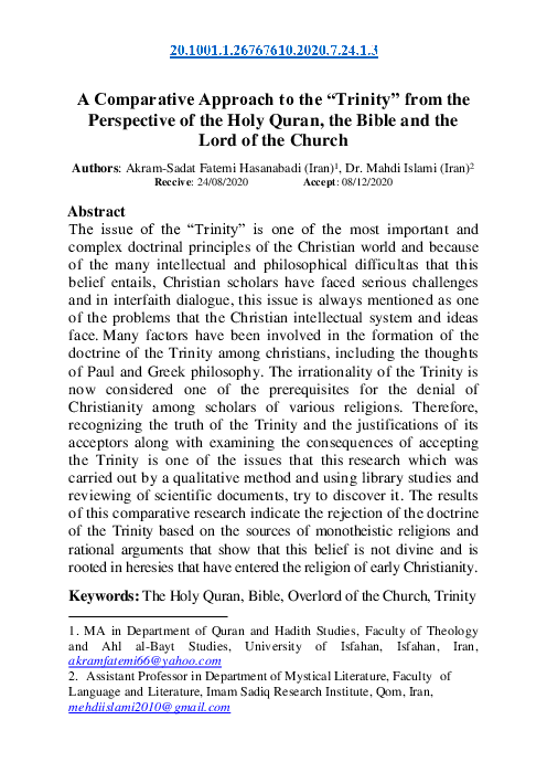 (PDF) A Comparative Approach to the “Trinity” from the Perspective of ...