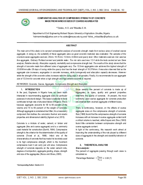 (PDF) COMPARATIVE ANALYSIS OF COMPRESSIVE STRENGTH OF CONCRETE MADE ...