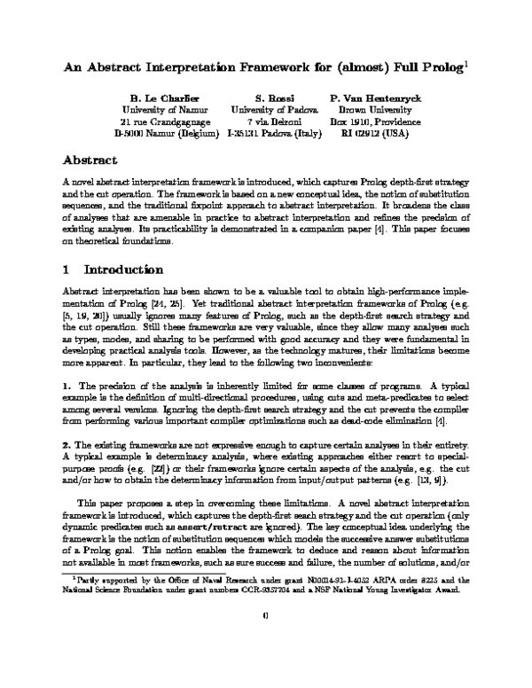 (PDF) An abstract interpretation framework for almost full Prolog