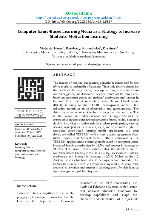 (PDF) Computer Game-Based Learning Media as a Strategy to Increase ...