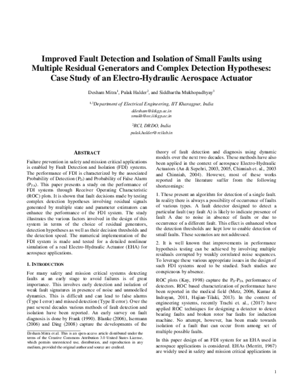 (PDF) Improved Fault Detection and Isolation of Small Faults using ...