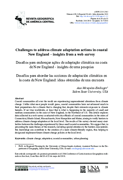 (PDF) Challenges to address climate adaptation actions in coastal New ...