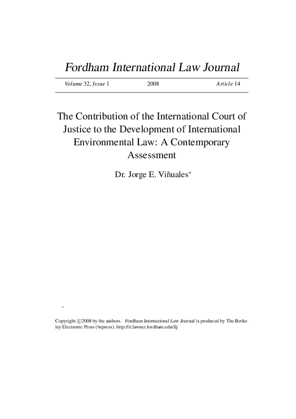 (PDF) The Contribution of the International Court of Justice to the ...