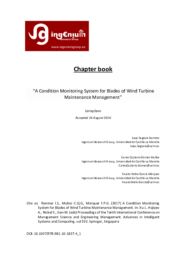 (PDF) A Condition Monitoring System for Blades of Wind Turbine ...