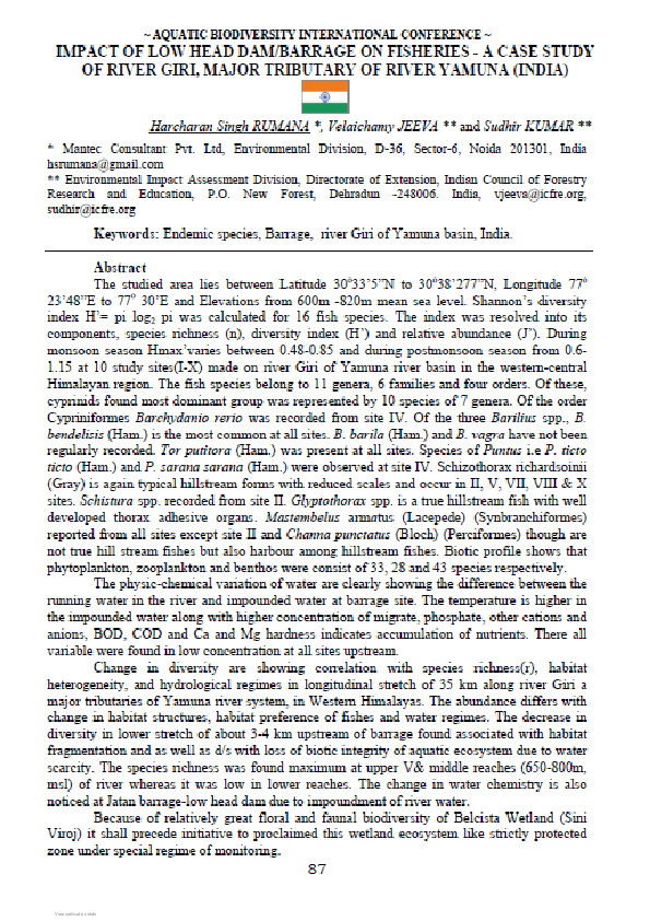 (PDF) Impact of Low Head Dam / Barrage on Fisheries-A case study of ...