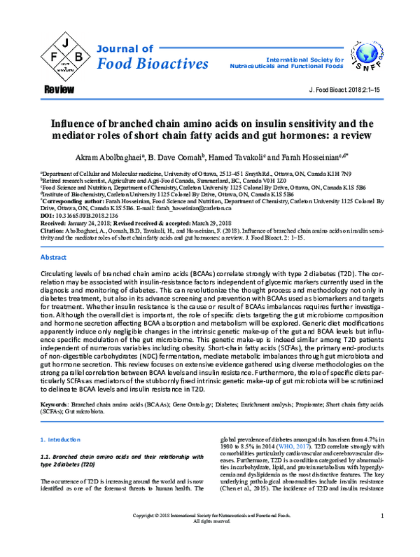 (PDF) Influence of branched chain amino acids on insulin sensitivity ...