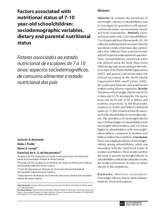 (PDF) Factors Associated with Nutritional Status of the Under Five Children