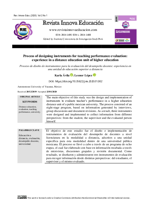 (PDF) Process of designing instruments for teaching performance ...