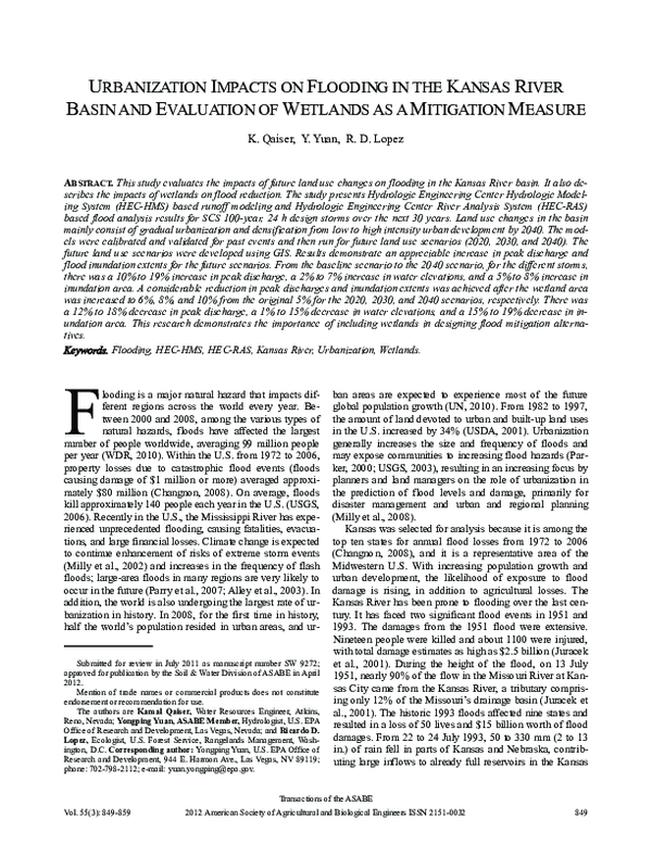 (PDF) Urbanization Impacts on Flooding in the Kansas River Basin and ...