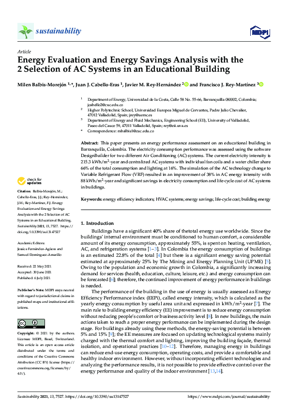 (PDF) Energy Evaluation and Energy Savings Analysis with the 2 ...