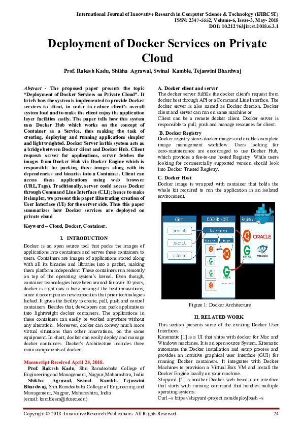 (PDF) Deployment of Docker Services on Private Cloud