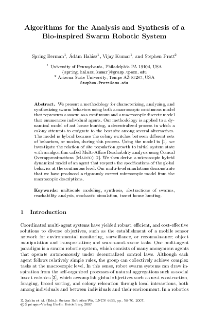 (PDF) Algorithms for the Analysis and Synthesis of a Bio-inspired Swarm ...