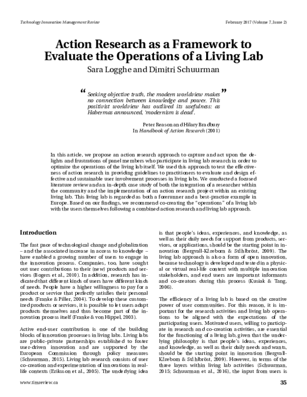 (PDF) Action Research as a Framework to Evaluate the Operations of a ...