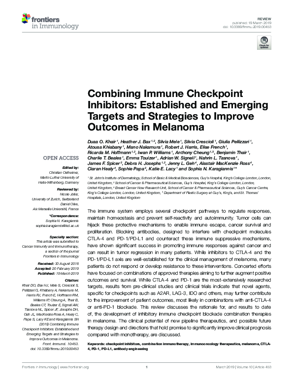 (PDF) Combining Immune Checkpoint Inhibitors: Established and Emerging ...