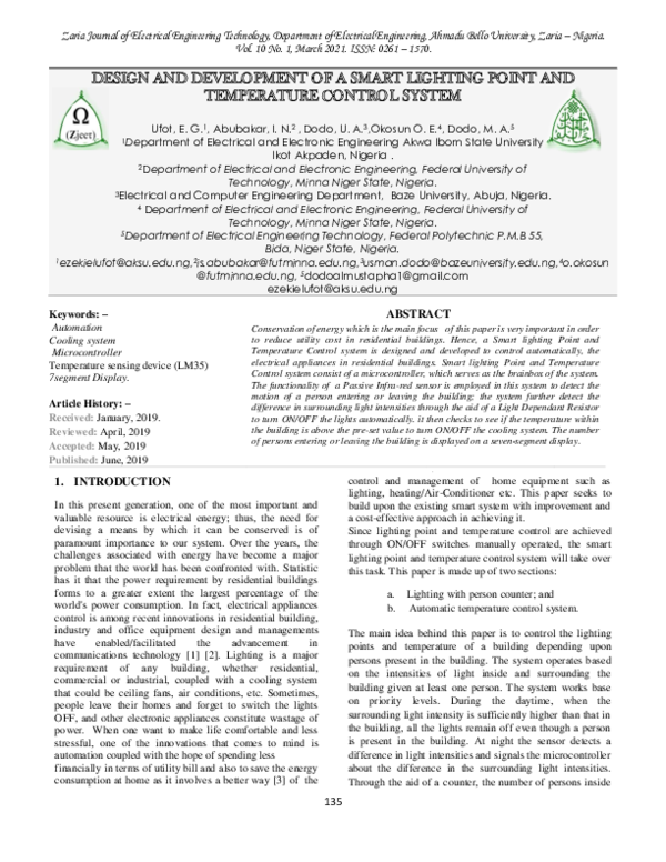 (PDF) DESIGN AND DEVELOPMENT OF A SMART LIGHTING POINT AND TEMPERATURE ...
