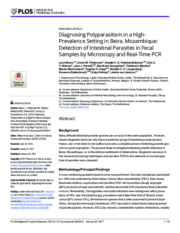 (PDF) Diagnosing Polyparasitism in a High-Prevalence Setting in Beira ...