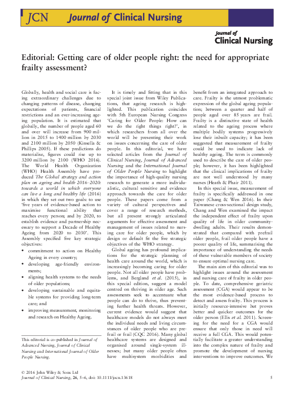 (PDF) Editorial: Getting care of older people right: the need for ...